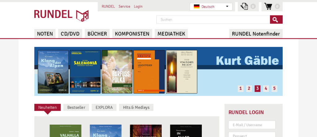 Projekte - Rundel Musikverlag - Webseite - Wirth & Horn Informationssysteme