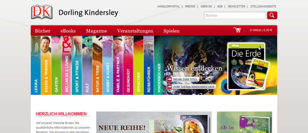Projekte - Dorling Kindersley Verlag - Webshop Internetpräsenz - Wiirth & Horn Internetpräsenz