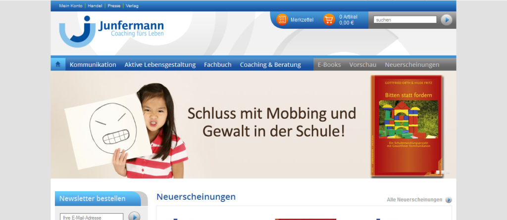 Projekte - Junfermann Verlag - Webshop und Internetpräsenz - Wirth & Horn Informationssysreme